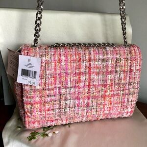 Kate Spade Briar Lane Emelyn Quilted Tweed Crossbody Shoulder Bag Pink Multi NWT